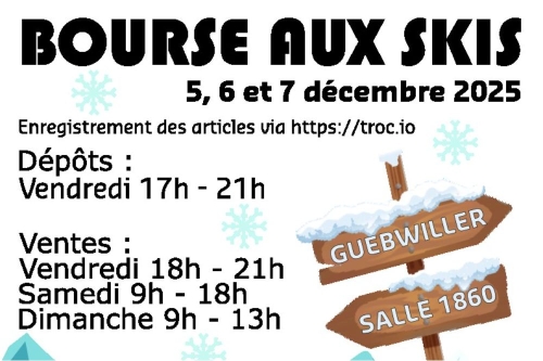 Bourse aux skis du 4 au 6 décembre 2025